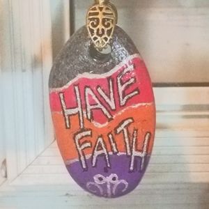 Handpainted stone necklace